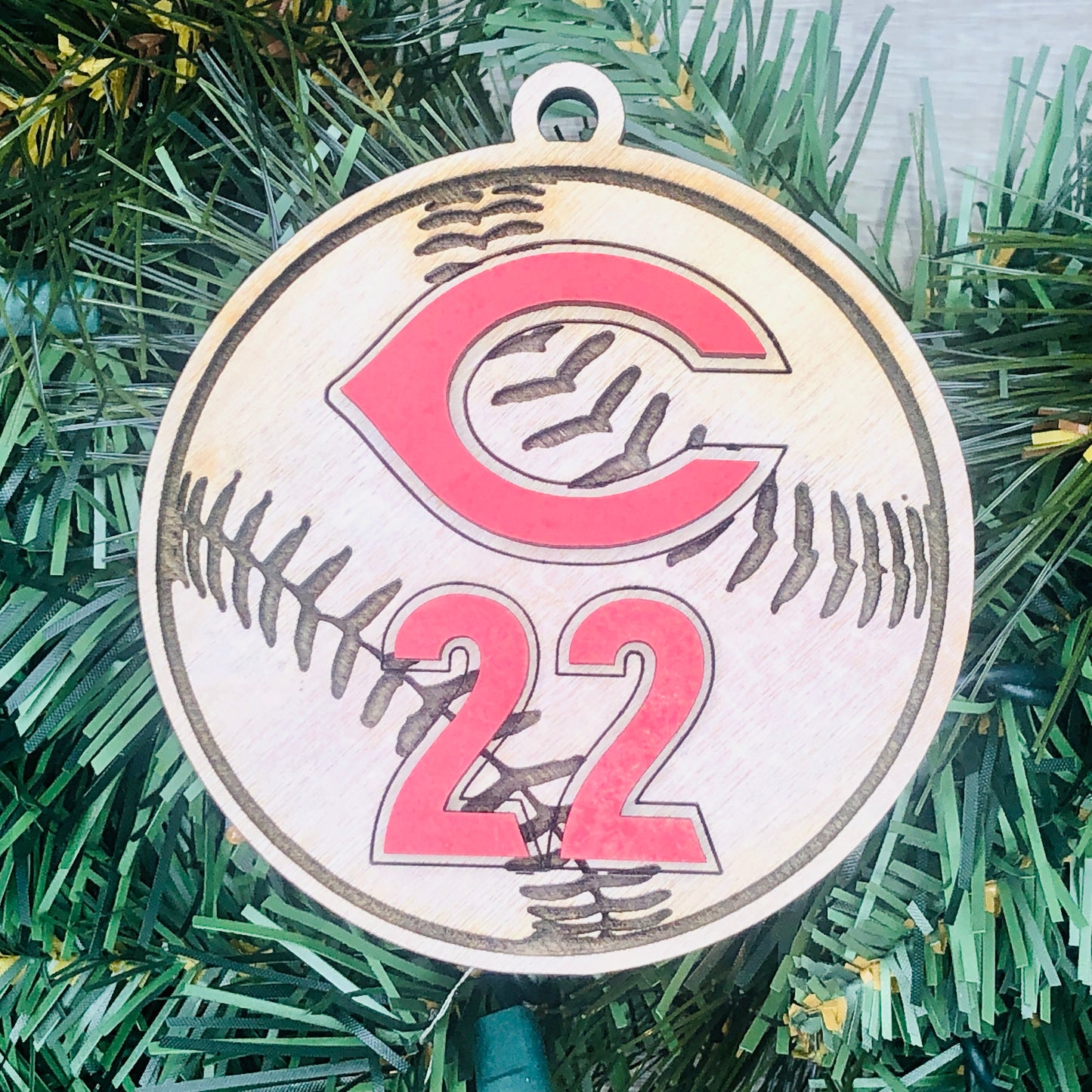 Custom Jersey Number Logo C Softball Ornament