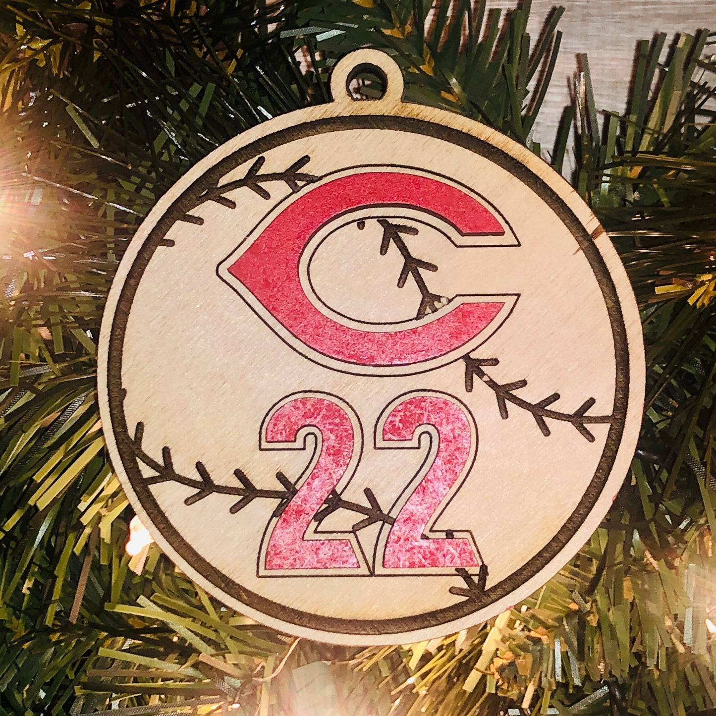 Custom Jersey Number Logo C Baseball Ornament